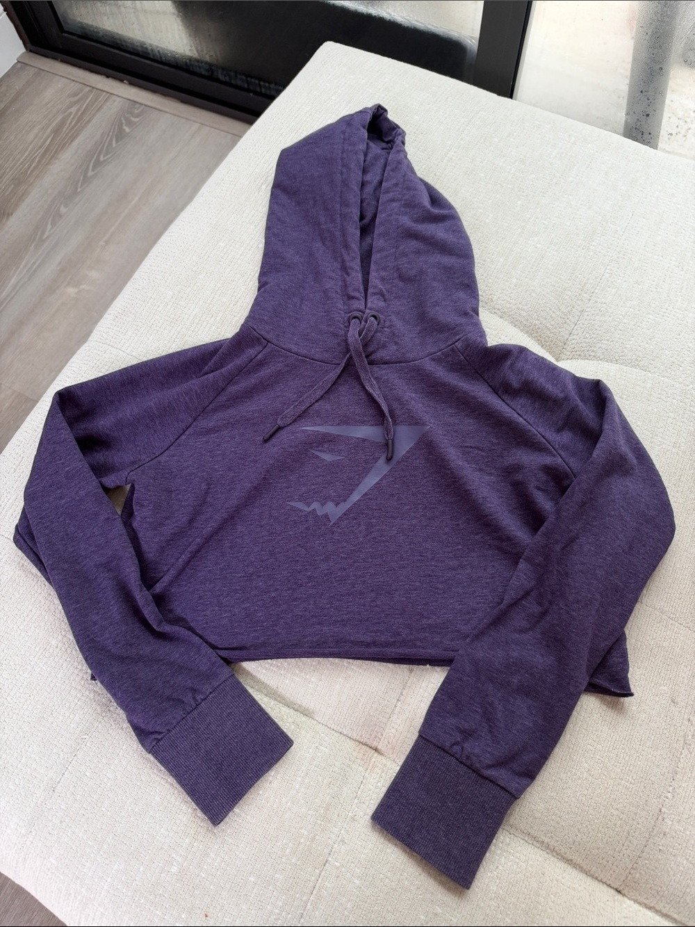Gymshark Cropped Deep Purple Hoodie with Subtle Logo